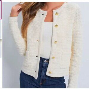 HYACINTH HOUSE Cream Woven Maybourne Cardigan & Skirt - Coordinated Set - Size L